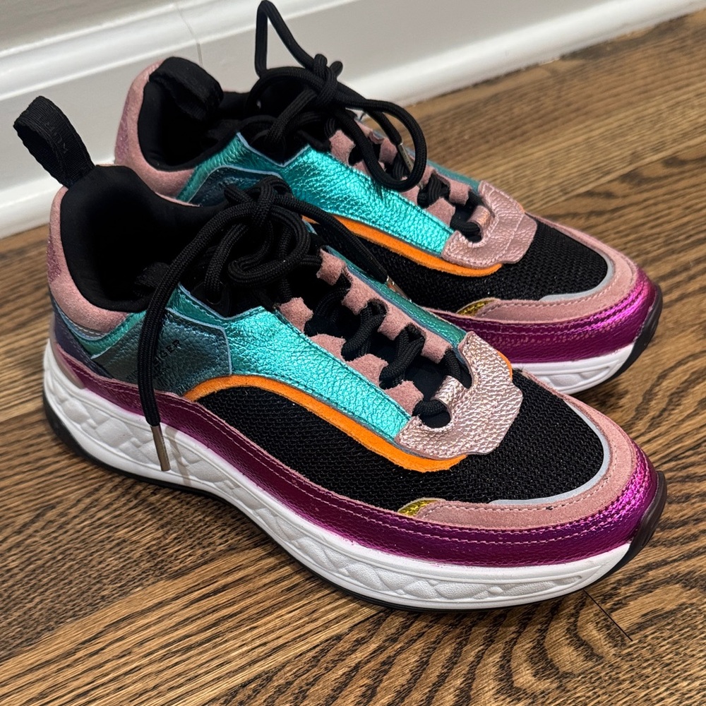 Kurt Geiger Multicolor Platform Sneakers with Teal, Pink, Orange & Black